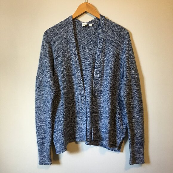 100% Cotton GAP Blue & White Heavy Knit Open Cardigan - Picture 2 of 16
